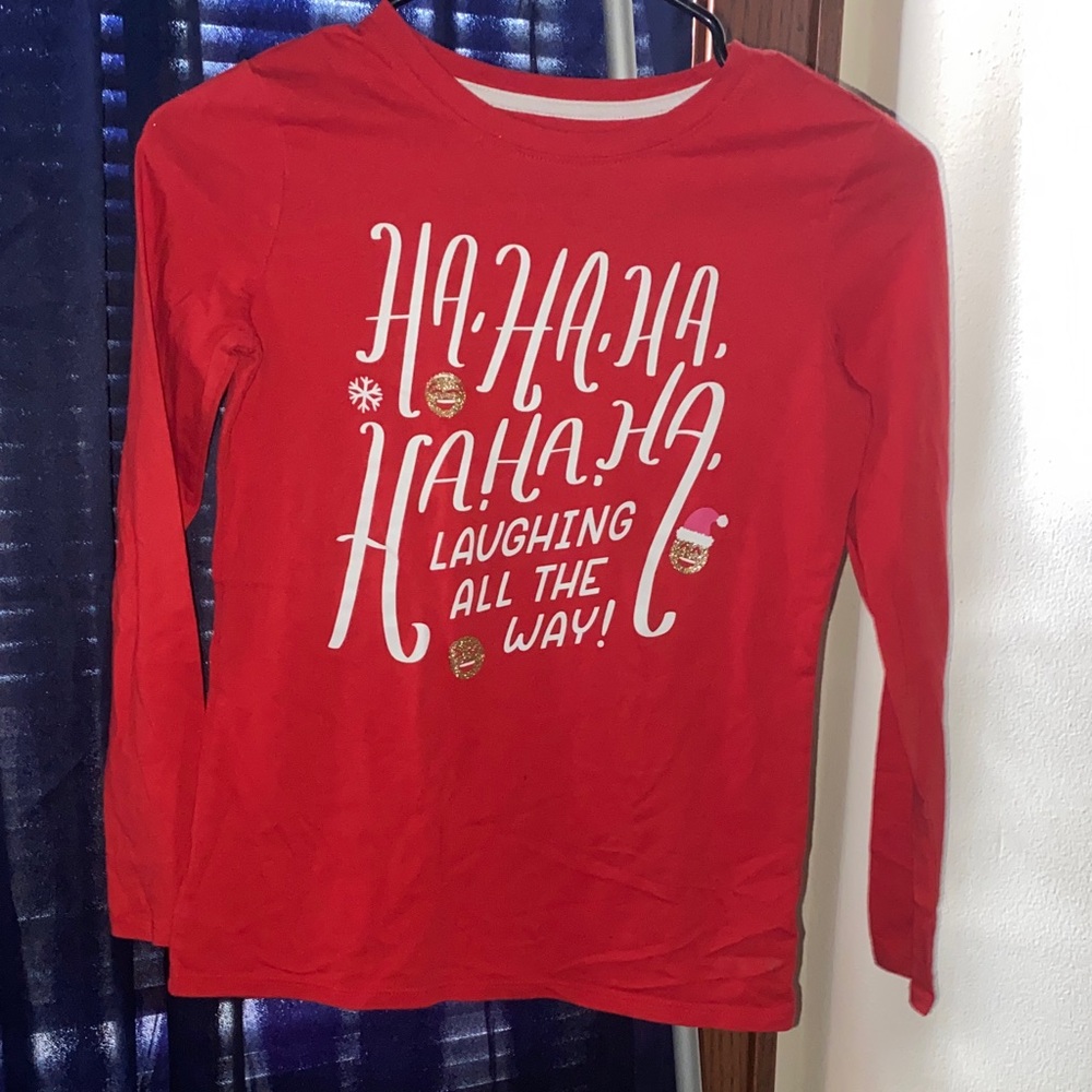 NWOT Cat & Jack Red Long Sleeve Tee with Joyful Print